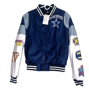 Dallas Cowboys Super Bowl Champions Varsity Jacket By Skinler Navy/White Large